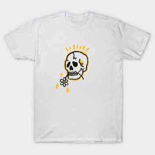 skulls happy skull skeleton flower happy face T-Shirt